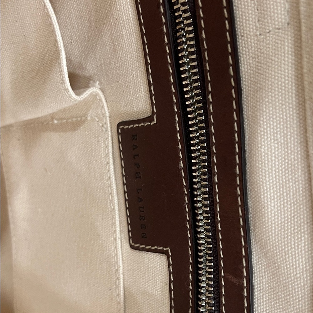 Canvas Polo Logo Tote Bag - White & Dark Green - Picture 3 of 6